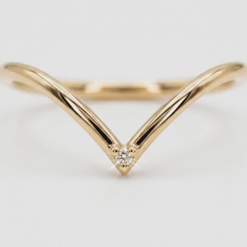 Big V Chevron Diamond Wedding Band in 14k Gold