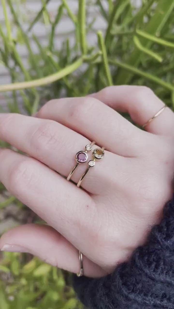 14k Gold Diamond & Pink Tourmaline Ring