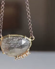 Black Rutilated Quartz Necklace 14k Gold