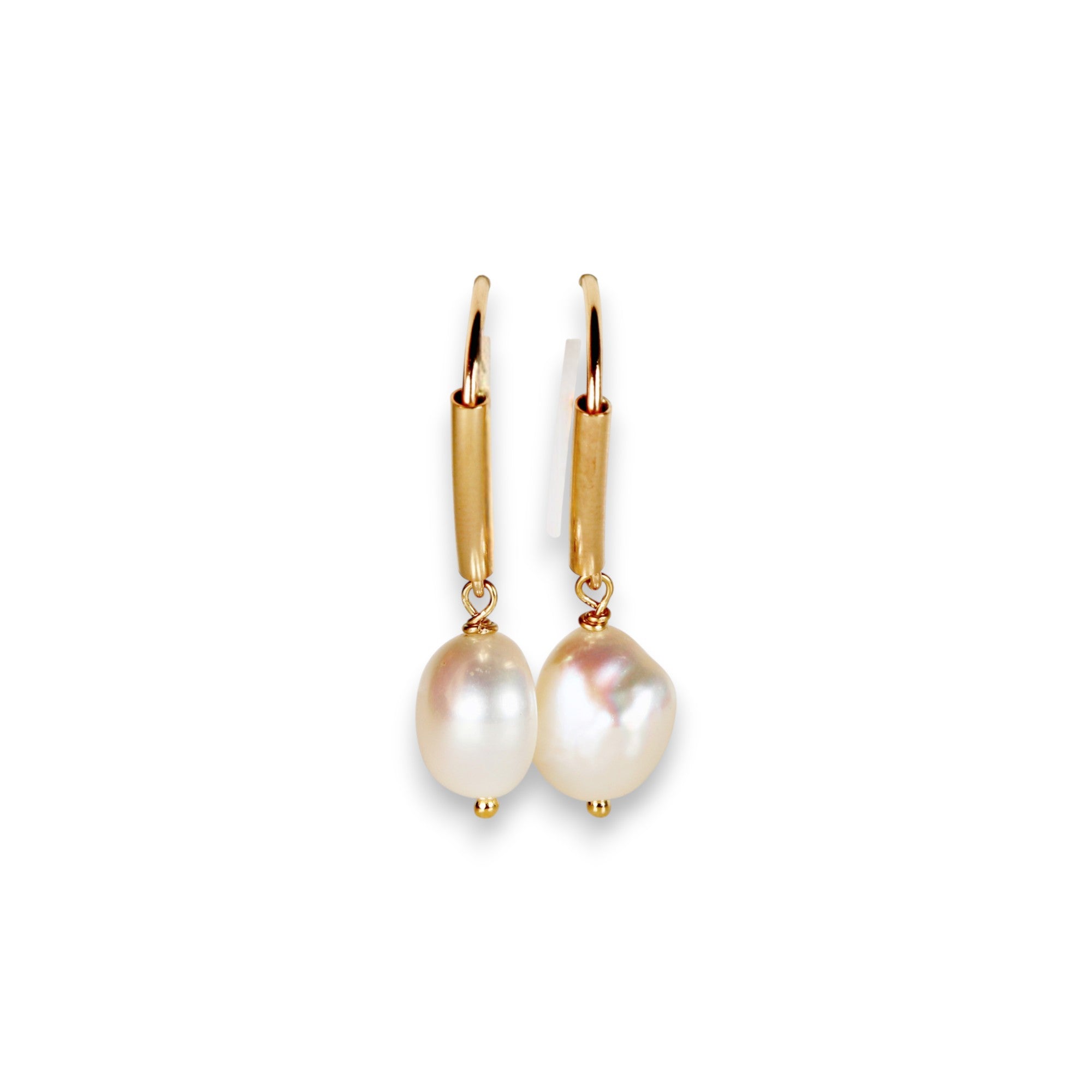 Baroque Pearl Dangle Earrings, Gold Filled Big Pearl Earrings - Melt'm Jewelry