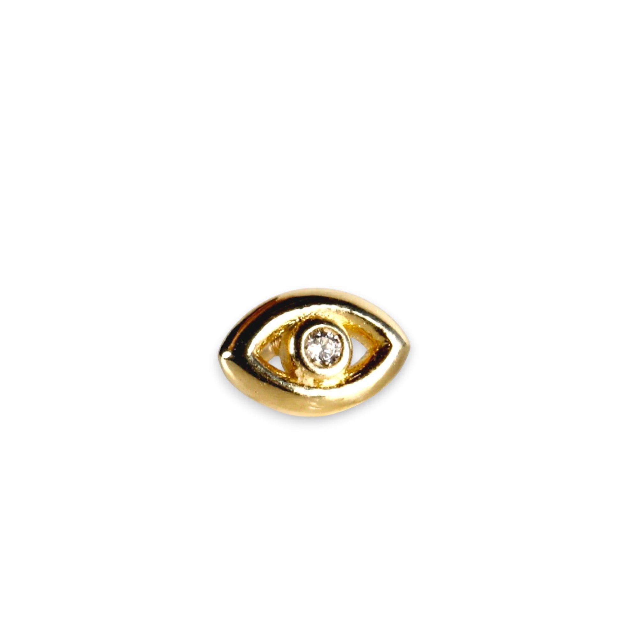 Evil Eye Flat Back Earrings 14k Solid Gold, Luck Symbol Stack Earrings - Melt'm Jewelry