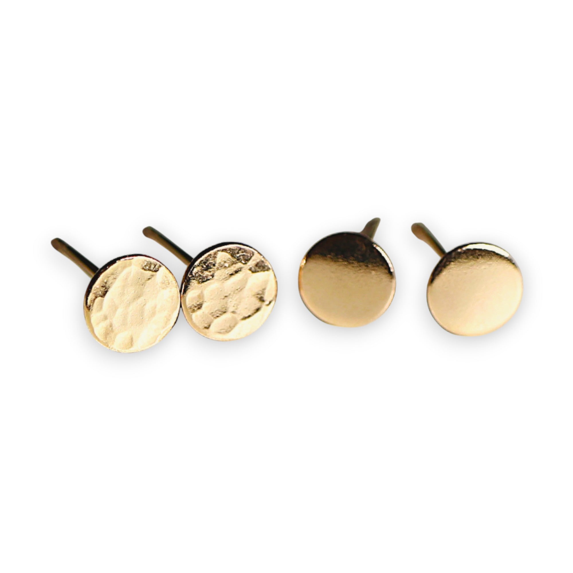 Tiny Gold Circle Earrings, Single or Pair Hammered Gold - Melt'm Jewelry