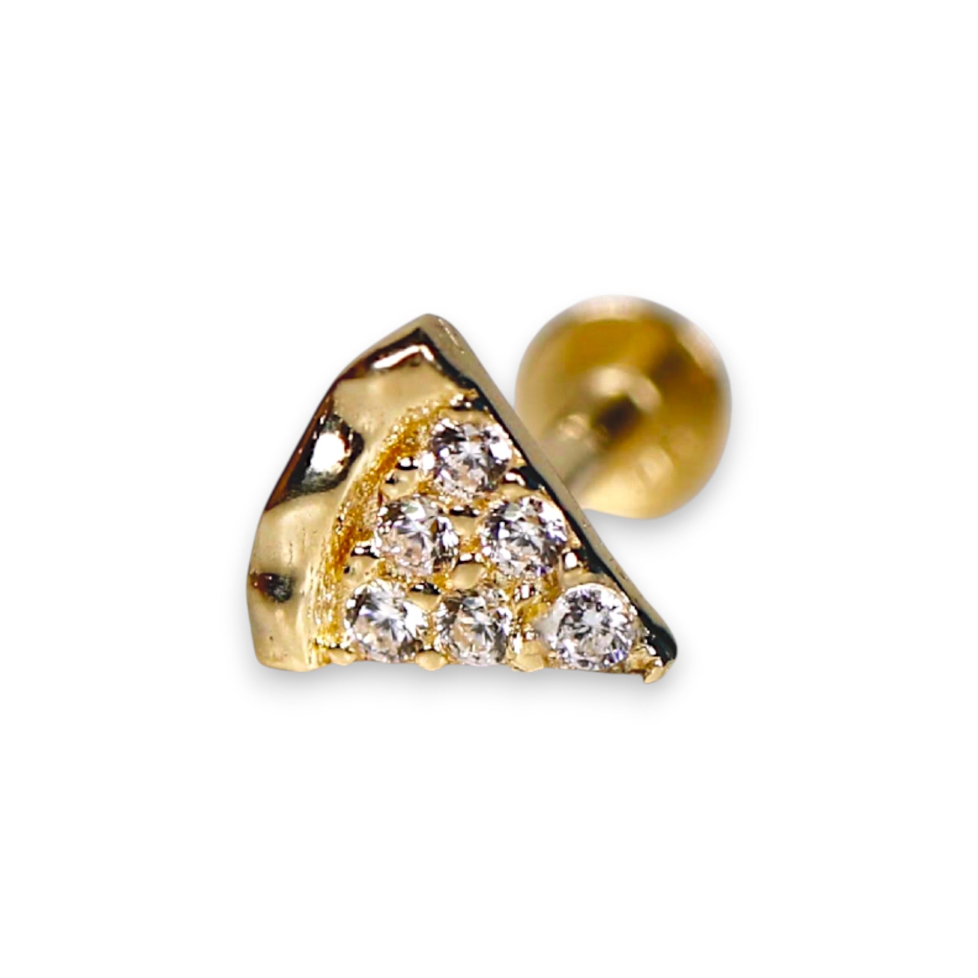 Tiny Pizza Slice Flat Back Earrings 14k Solid Gold - 5 mm (SINGLE) - Melt'm Jewelry