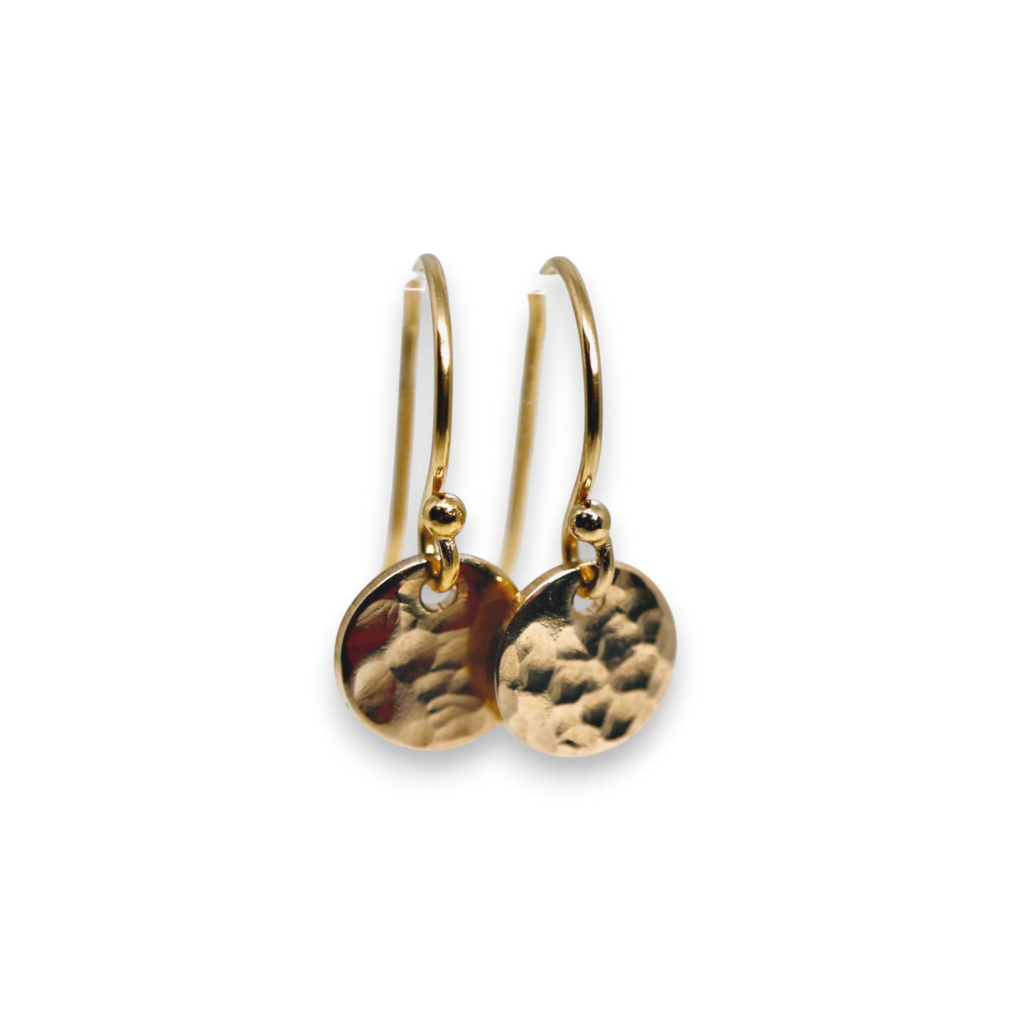 Hammered Gold Filled Disc Dangle Earrings - Melt'm Jewelry