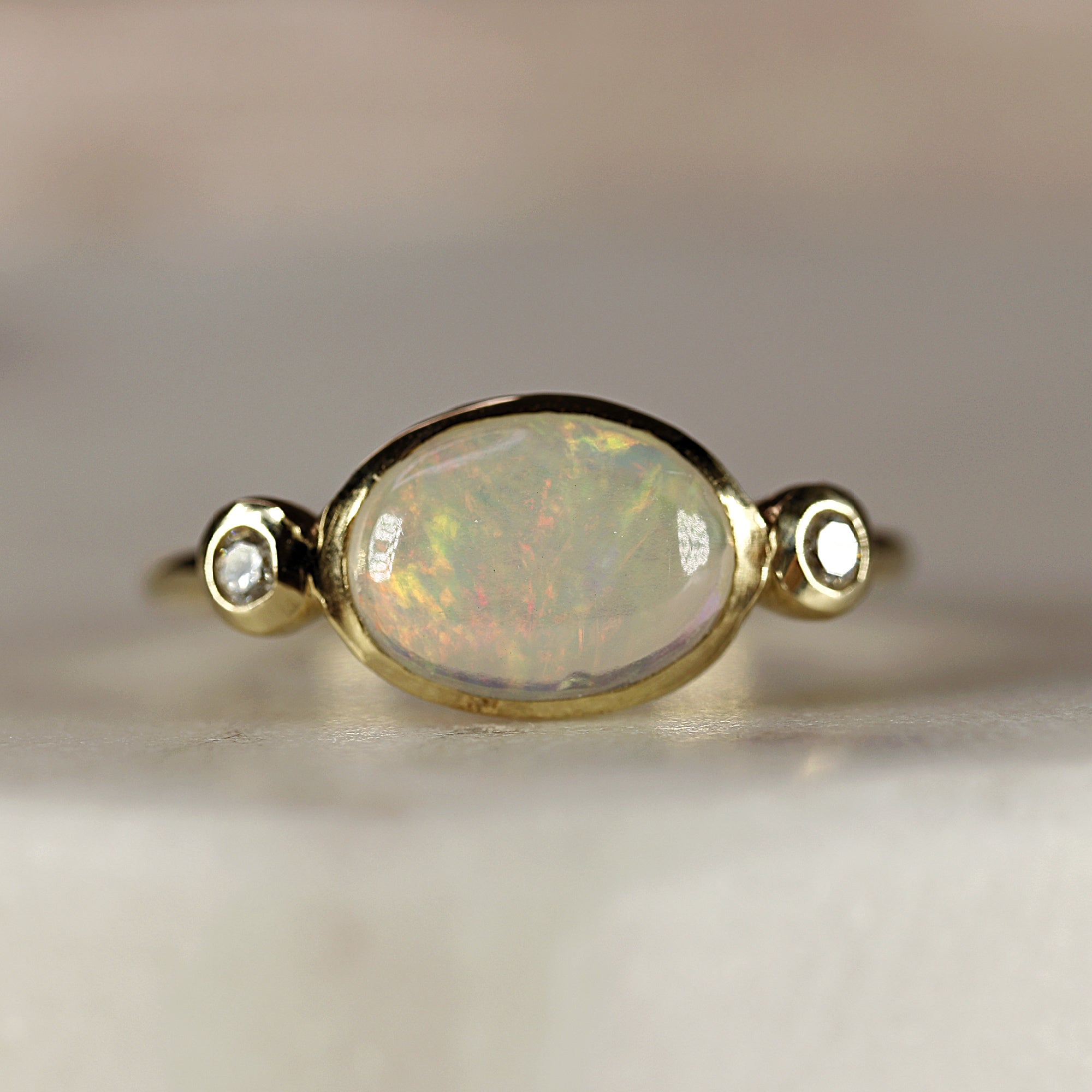 14k Gold Oval Opal Engagement Ring