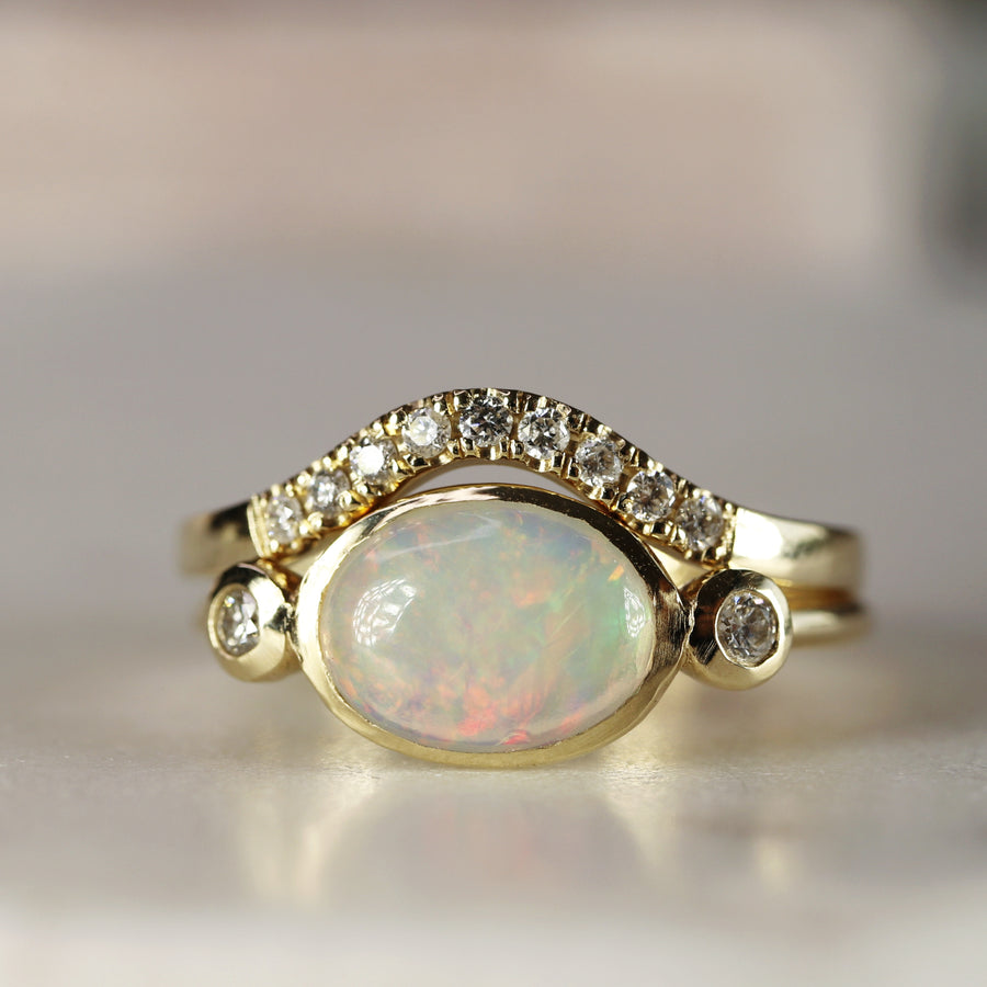 14k Gold Oval Opal Engagement Ring