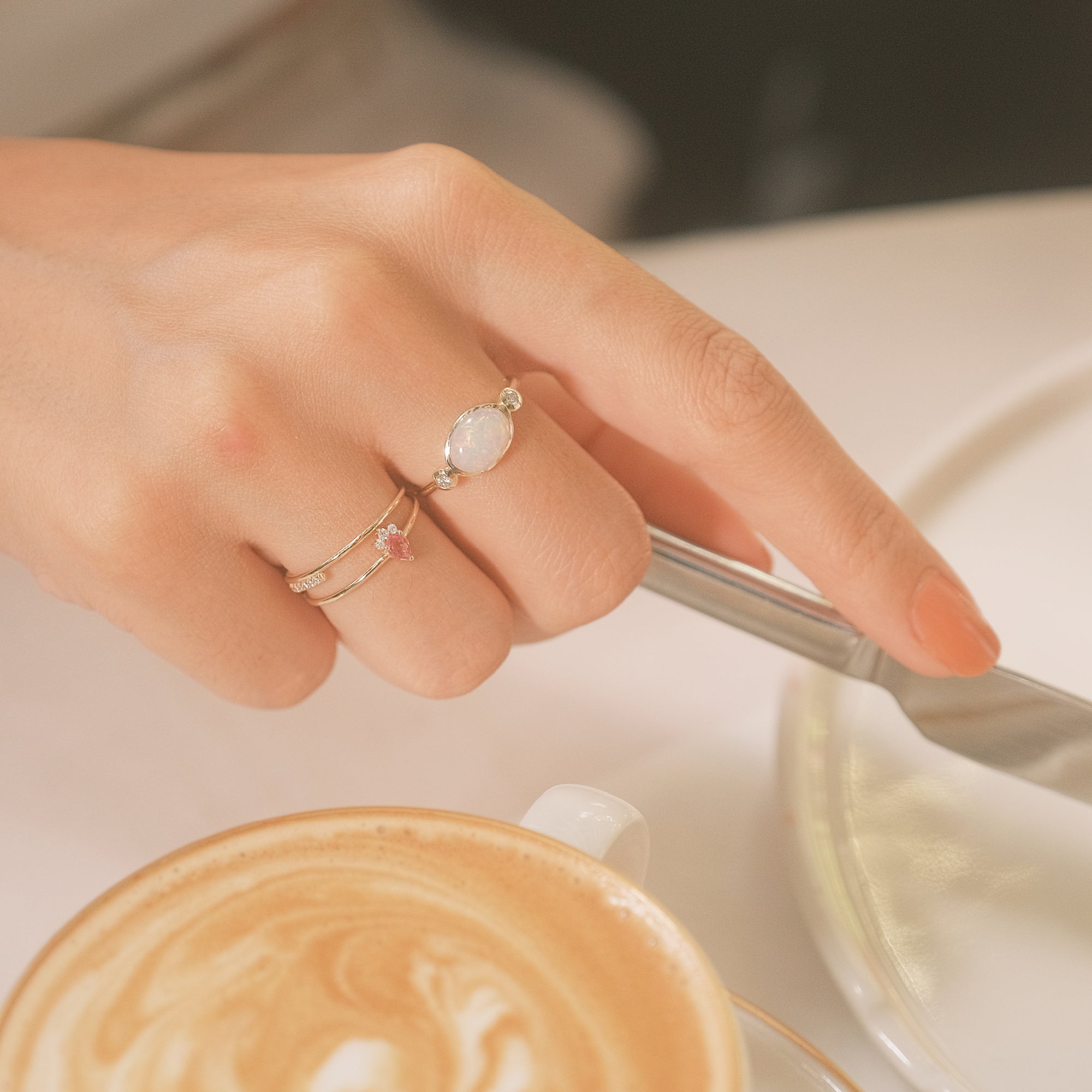 14k Gold Oval Opal Engagement Ring