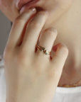 Solid 14k Gold Cube Personalized Ring, Gold Initial Ring