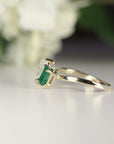 You and Me Ring 14k Gold, Moonstone and Emerald Toi et Moi Ring,