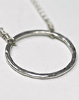 Open Circle Necklace Hammered Silver