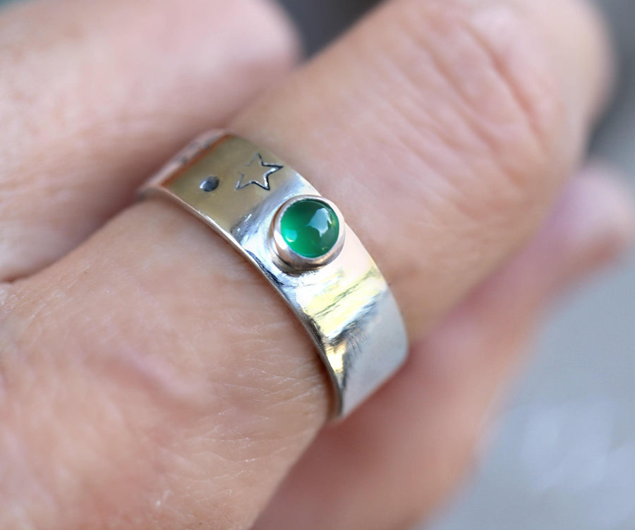 Handmade Birthstone Rings Sterling Silver, May Birthstone Ring, June Birthstone Jewelry, Constellation Ring, Zodiac Ring