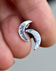 Crescent Moon Studs Sterling Silver