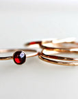Minimalist Garnet Ring Gold Filled, Garnet Stacking Ring, Daughter Gift, January Birthstone Ring, Handmade Gemstone Ring, Heart Chakra Ring