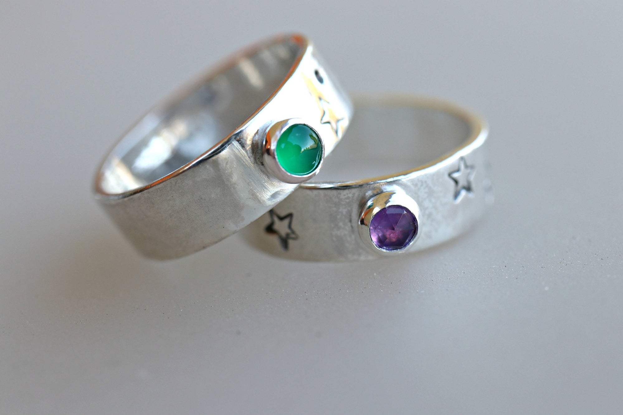 Handmade Birthstone Rings Sterling Silver, May Birthstone Ring, June Birthstone Jewelry, Constellation Ring, Zodiac Ring