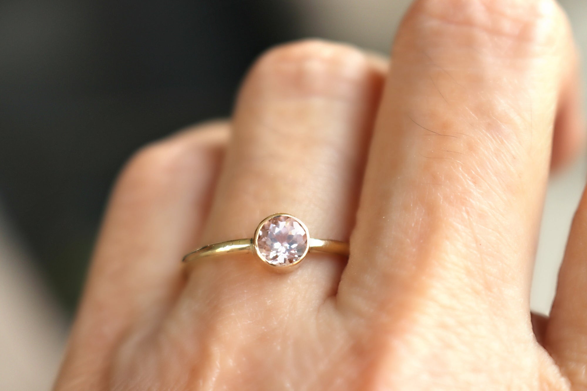 14k Gold Morganite Ring, Blush Gold Engagement Ring