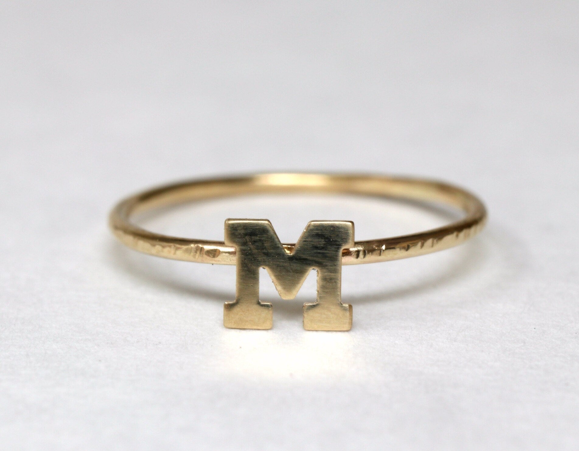 14k Gold Initial Ring, Solid 14k Gold Letter Ring, Personalized Jewelry, Custom Rings, Stacking Ring, Gold Stacking Ring, Delicate Gold Ring