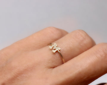 14k Gold Initial Ring, Solid 14k Gold Letter Ring, Personalized Jewelry, Custom Rings, Stacking Ring, Gold Stacking Ring, Delicate Gold Ring