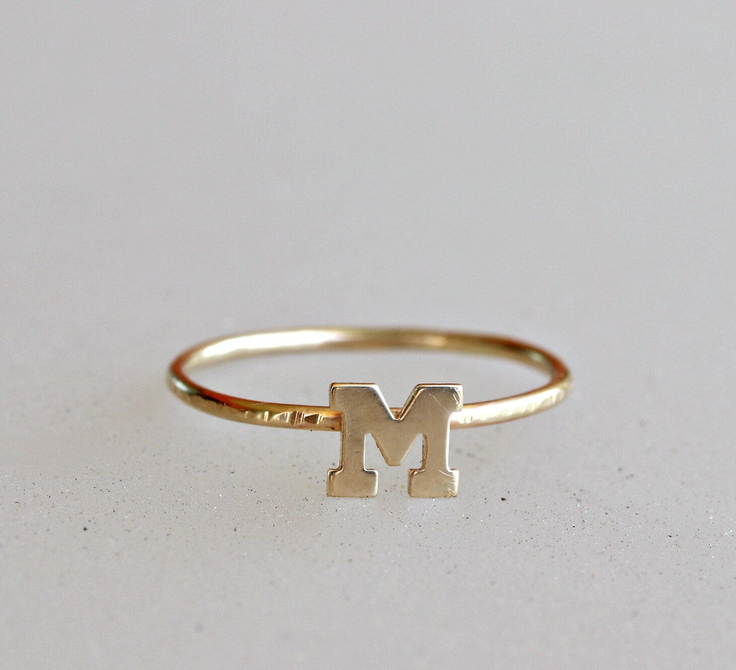 14k Gold Initial Ring, Solid 14k Gold Letter Ring, Personalized Jewelry, Custom Rings, Stacking Ring, Gold Stacking Ring, Delicate Gold Ring