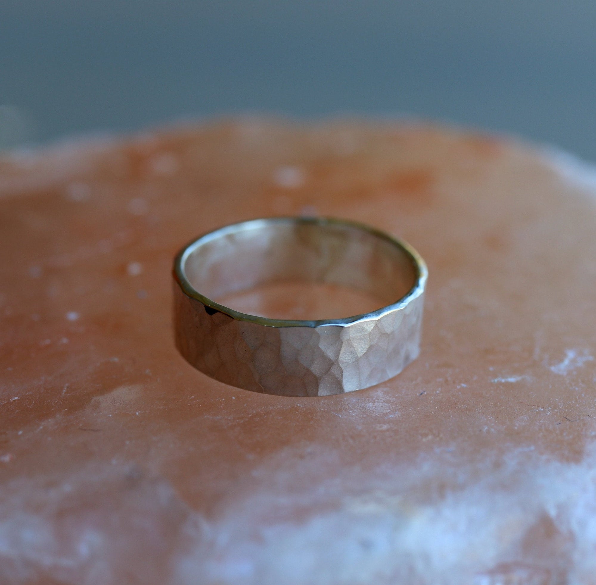 Personalized Hammered Wedding Band, Unisex Sterling Silver Ring, Rustic Wedding Ring