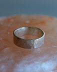 Personalized Hammered Wedding Band, Unisex Sterling Silver Ring, Rustic Wedding Ring