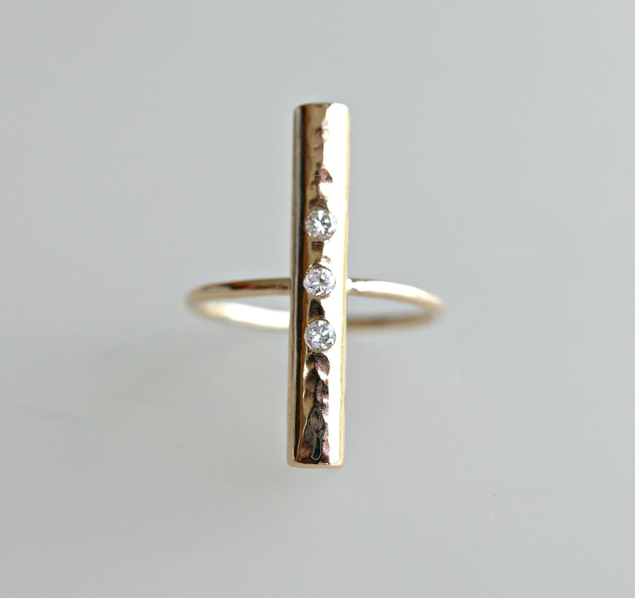Pave Diamond Vertical Bar Ring