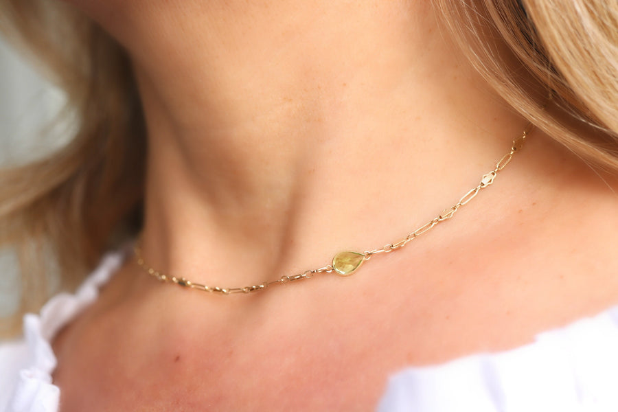Gold Choker Necklace, Gemstone with Dainty Choker