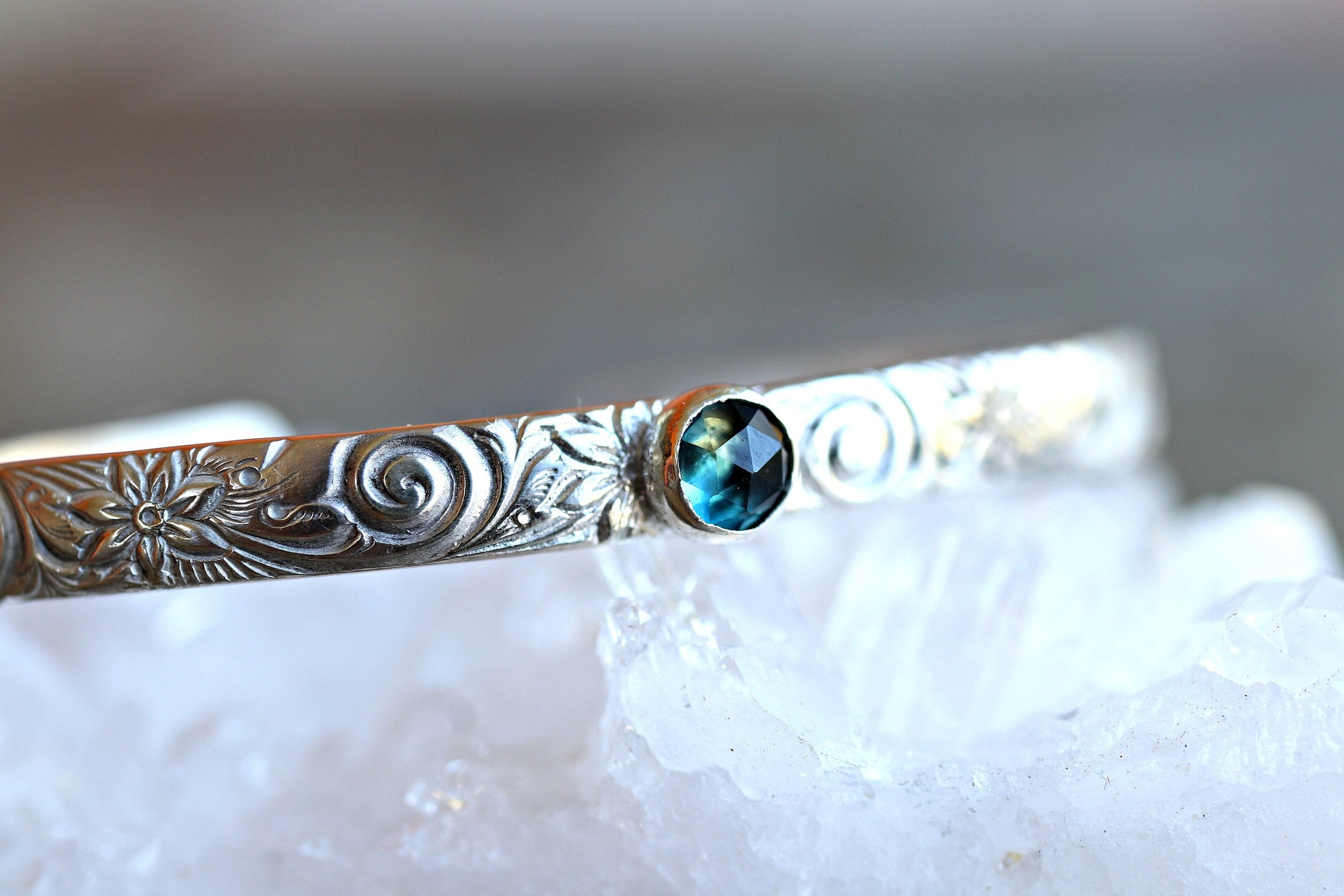 Moonstone Hammered Gold Cuff Bracelet, Gold Filled Celestial Bracelet