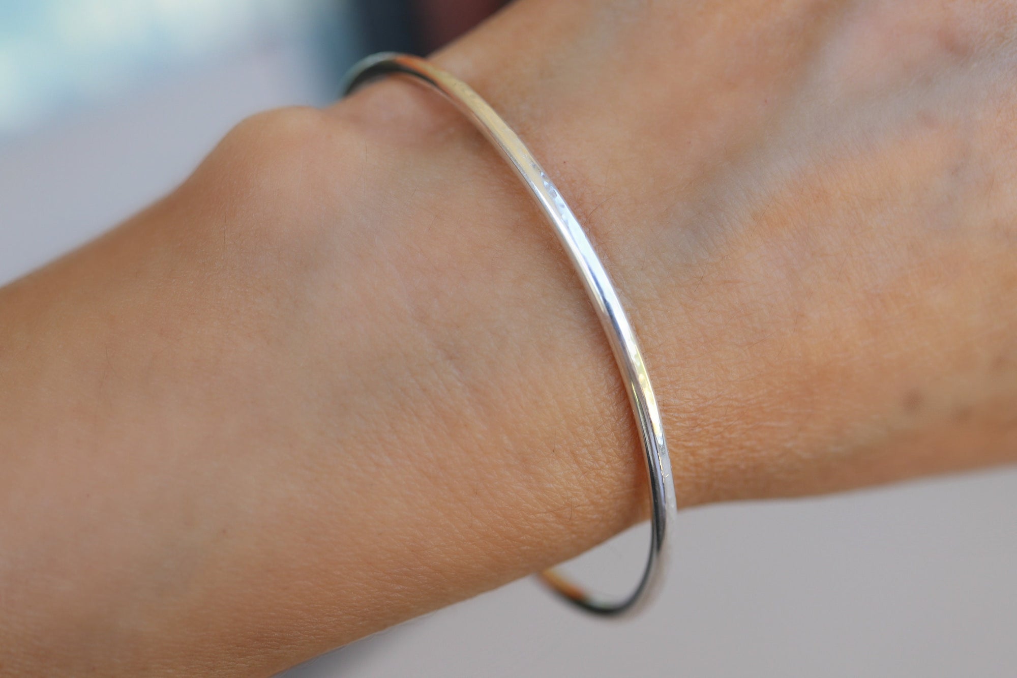 Cuff Bracelet, Hammered Sterling Silver Cuff, Open Bangle