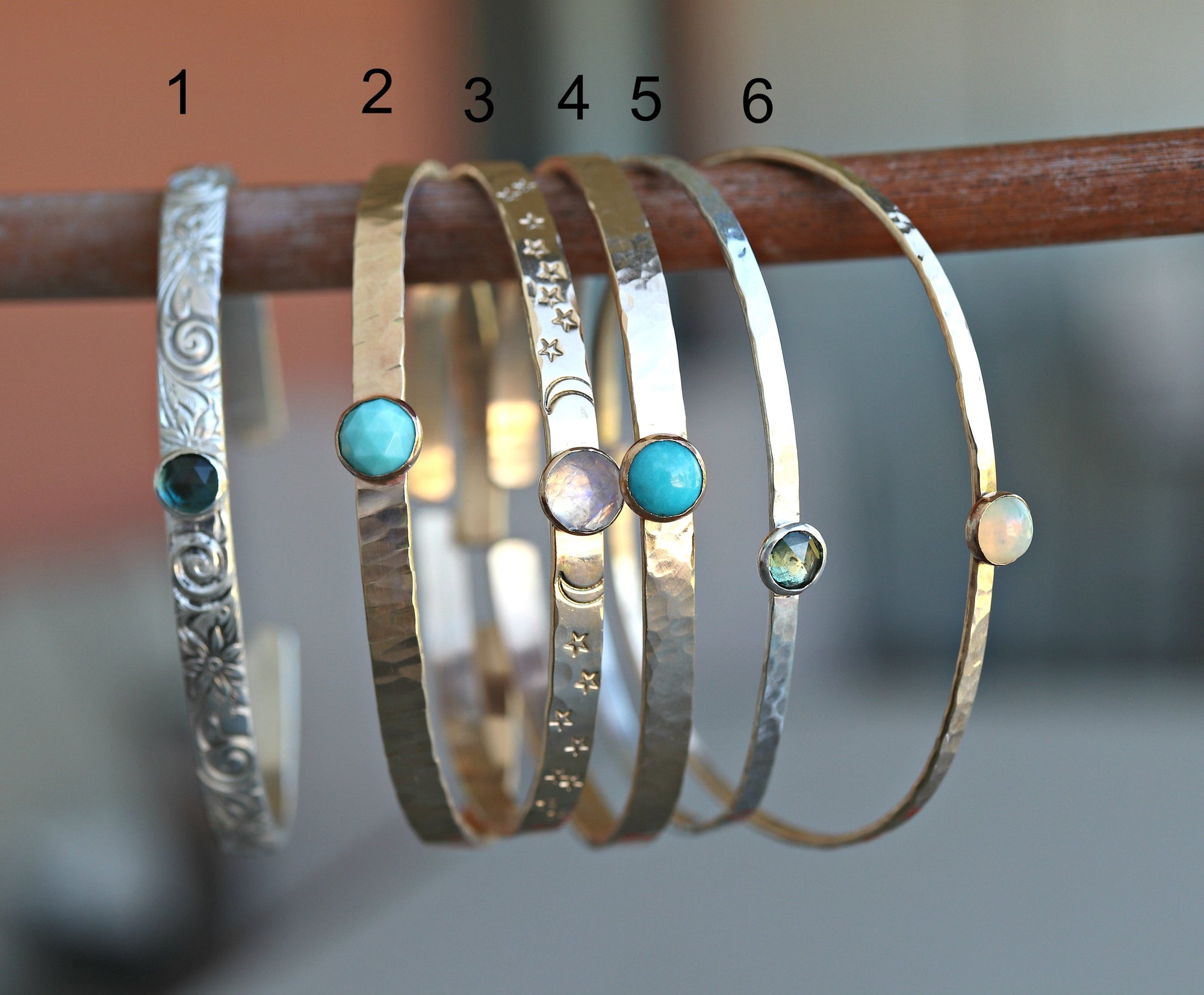 Moonstone Hammered Gold Cuff Bracelet, Gold Filled Celestial Bracelet