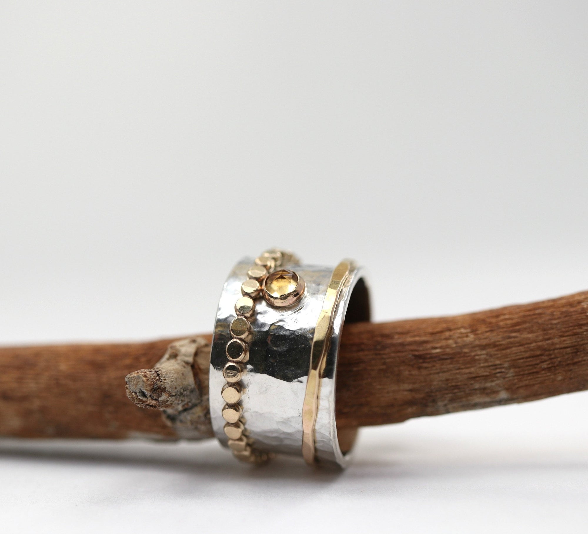 Citrine Ring, Silver Spinner Ring, Meditation Ring, Citrine Fidget Ring, Spinning Boho Jewelry, November Birthstone, Birthstone Ring For Her