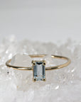 Emerald Cut Aquamarine Engagement Ring