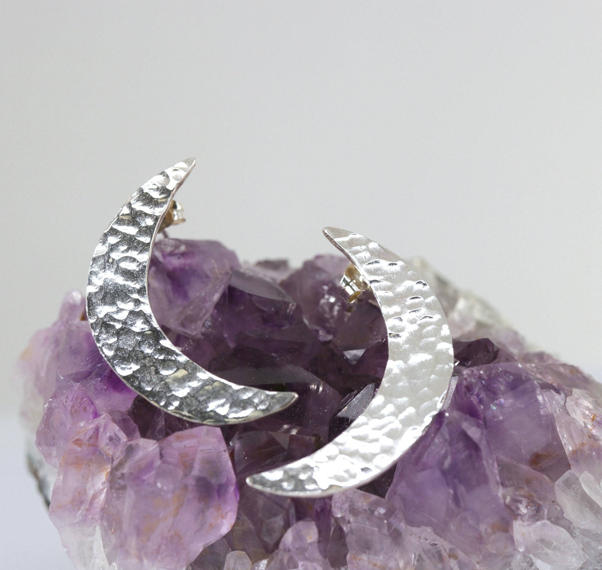 Sterling Silver Crescent Moon Earrings, Moon Goddess Earrings