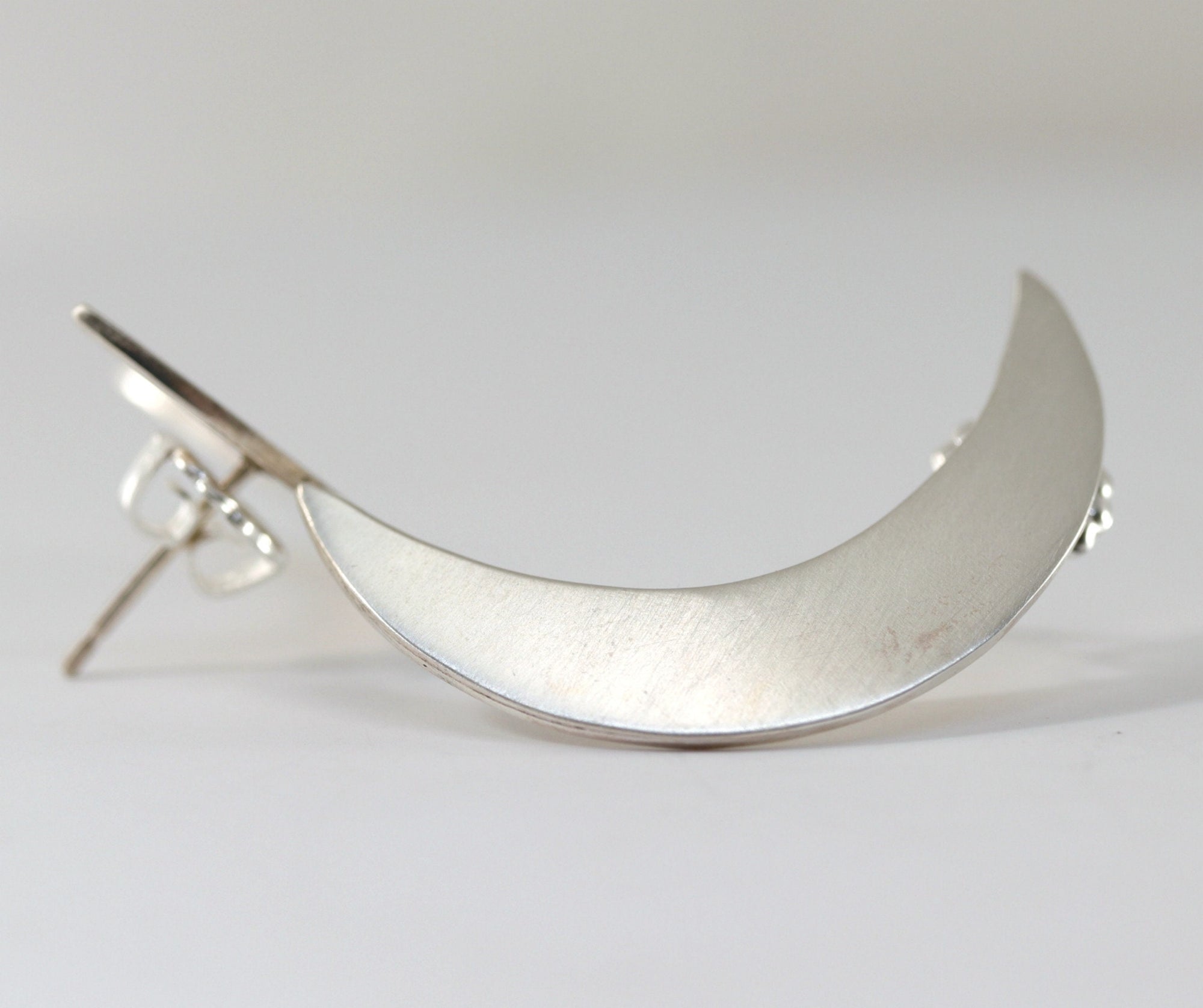 Sterling Silver Crescent Moon Earrings, Moon Goddess Earrings