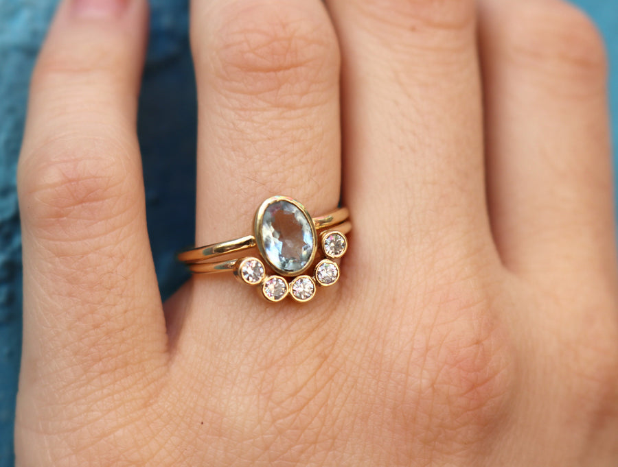 Aquamarine Ring , Anniversary Ring