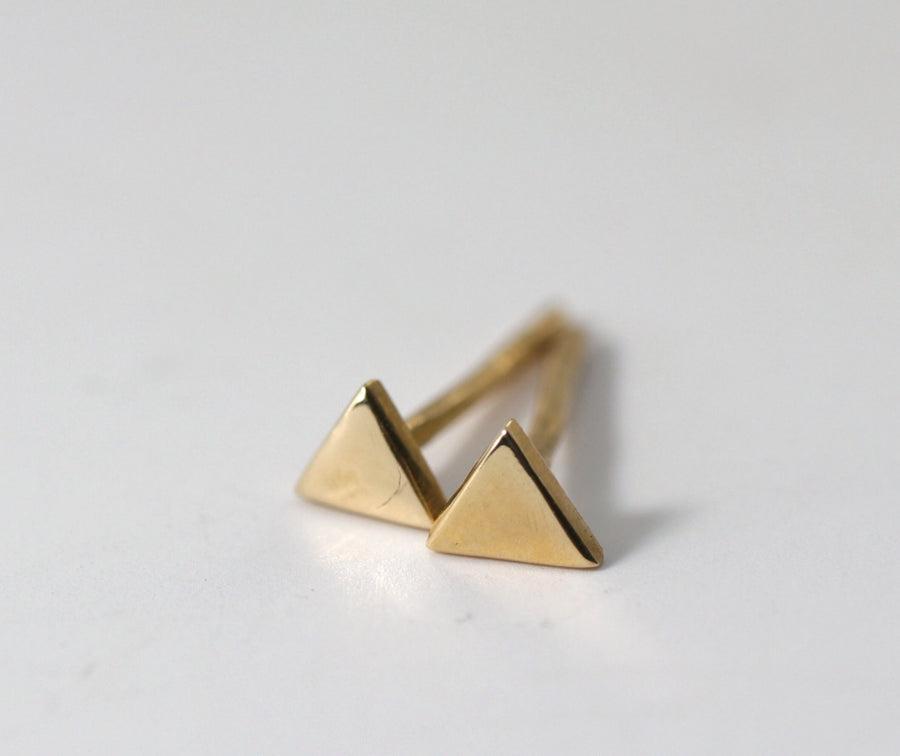 14k Solid Rose Gold Triangle Stud Earrings