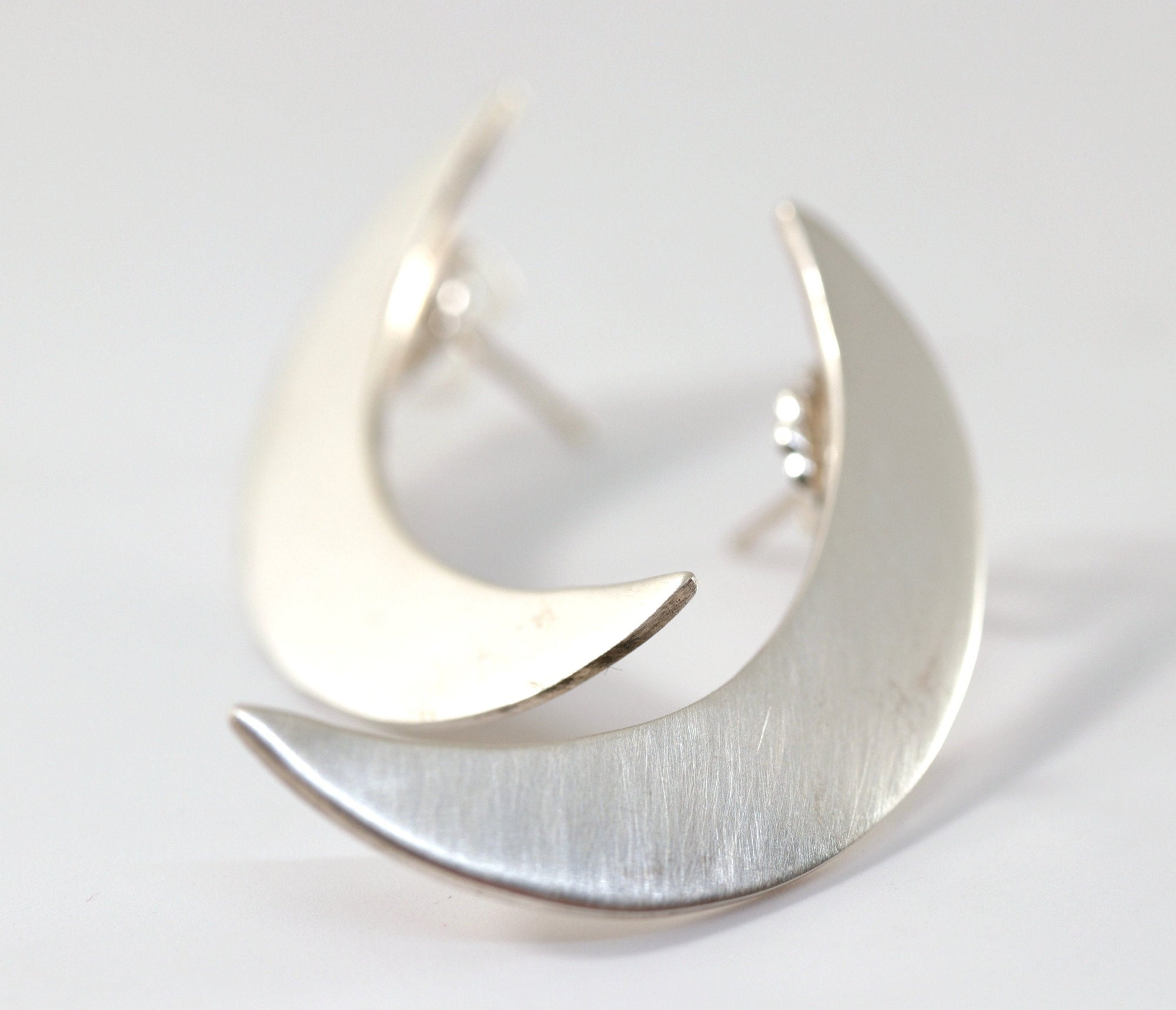 Sterling Silver Crescent Moon Earrings, Moon Goddess Earrings