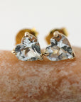 Heart Aquamarine Earrings 14k Solid Gold