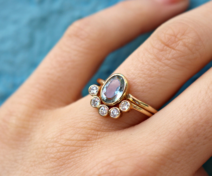Aquamarine Ring , Anniversary Ring