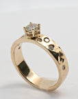 14k Gold Flush Set Diamond Wedding Band, Diamond Gypsy Ring