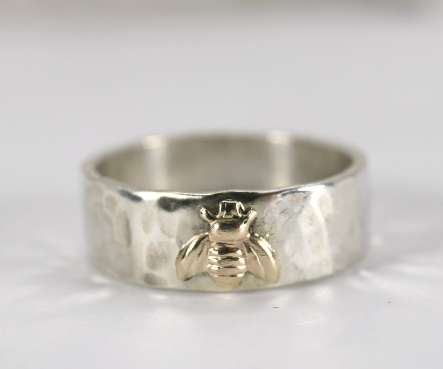 Silver bee ring
