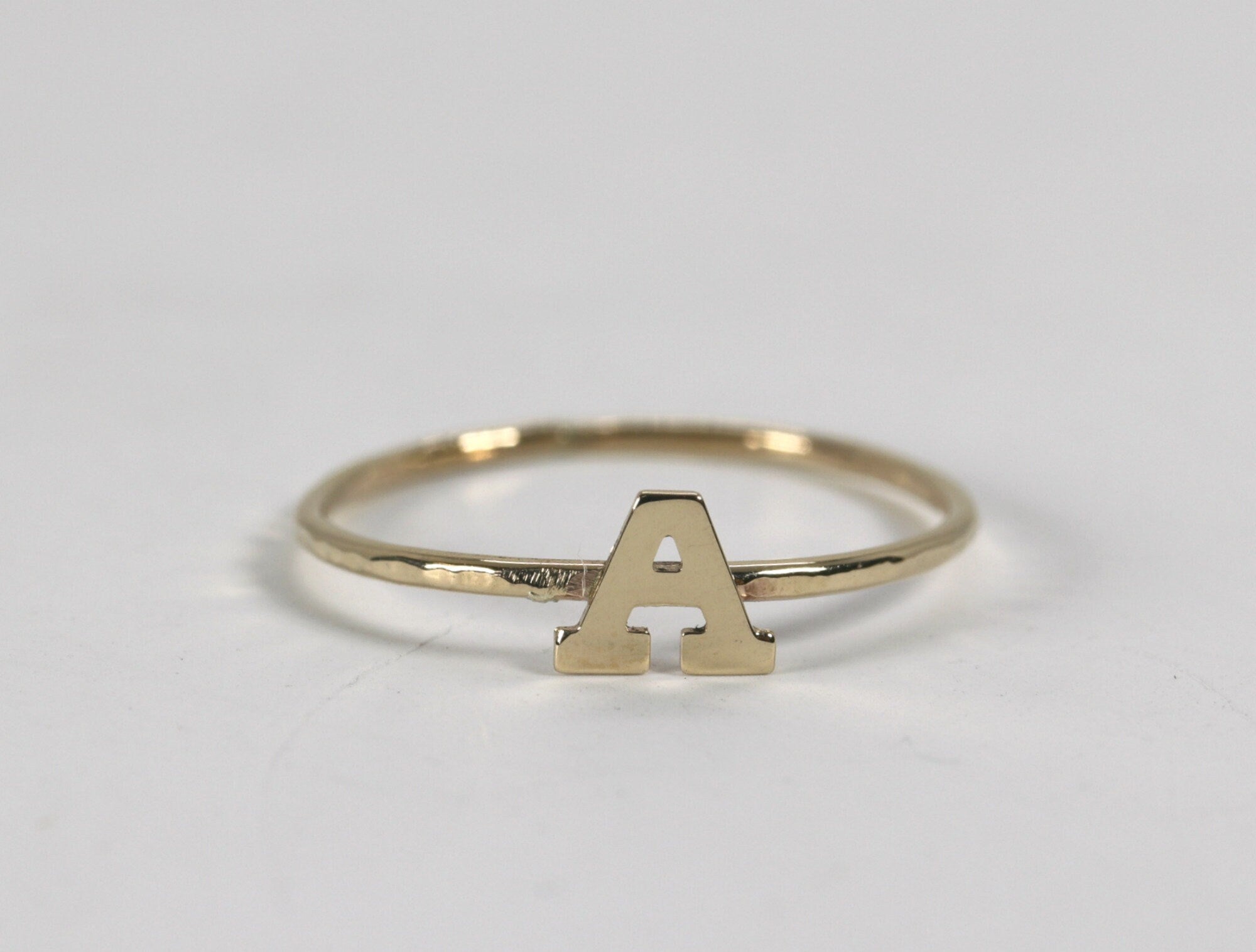 14k Gold Initial Ring, Solid 14k Gold Letter Ring, Personalized Jewelry, Custom Rings, Stacking Ring, Gold Stacking Ring, Delicate Gold Ring