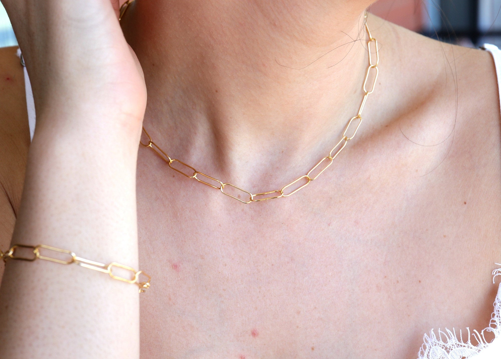 Gold Paper Clip Necklace