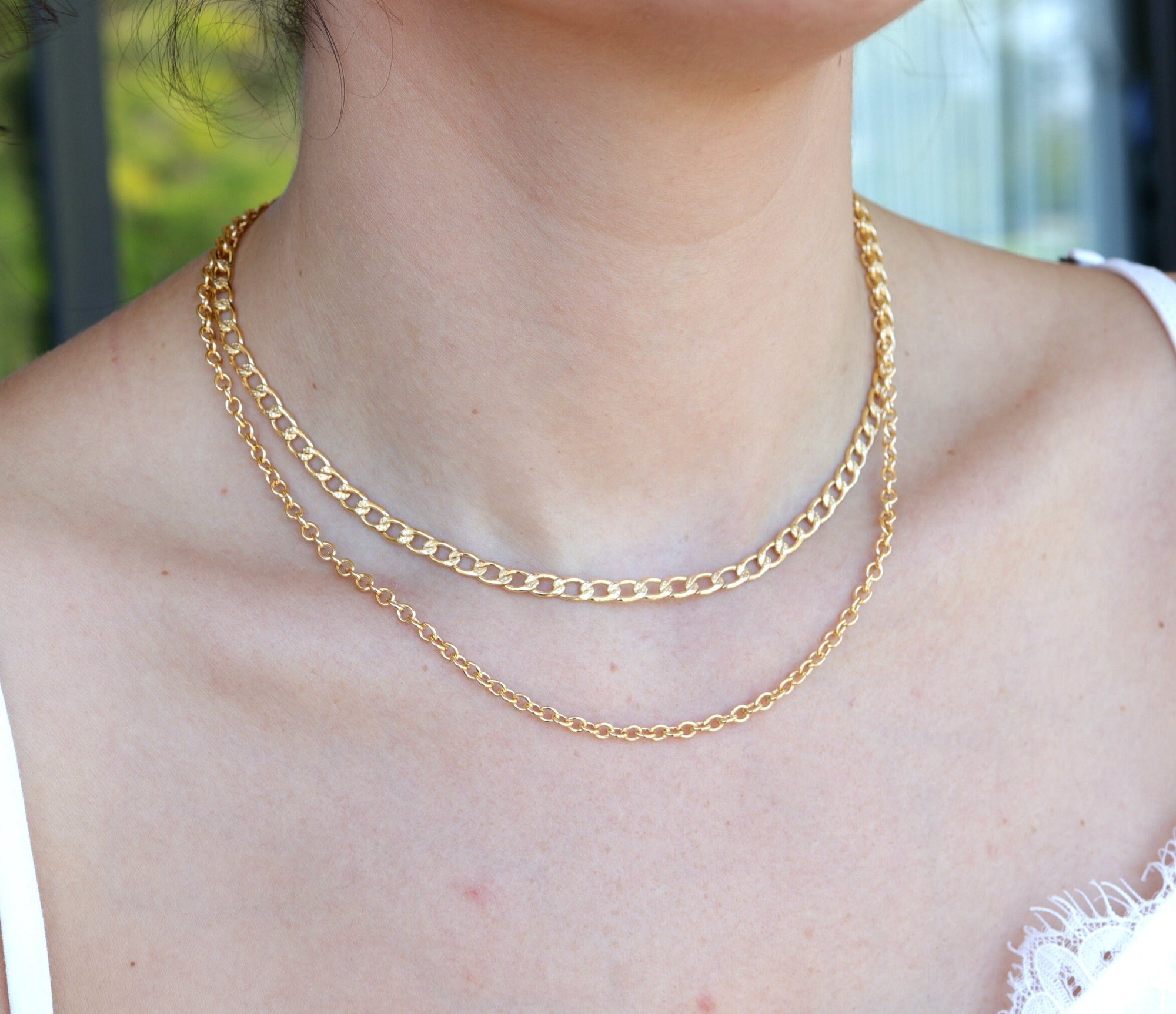 Curb Gold Chain Necklace, Gold Layering Necklace