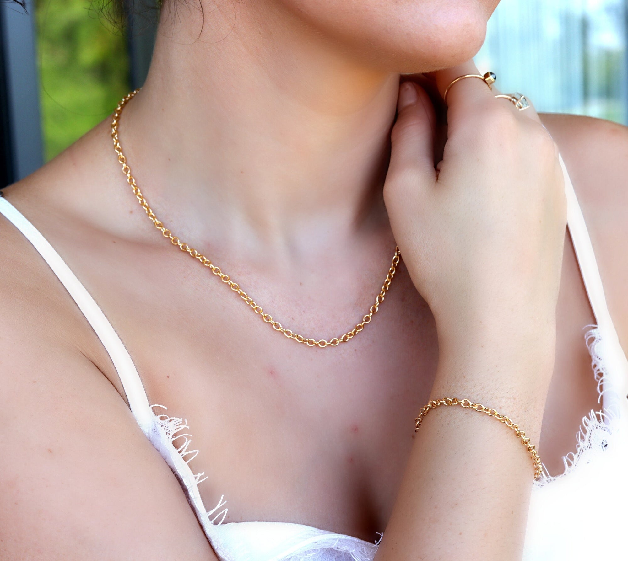 Gold Dainty Rolo Chain Bracelet, Gold Filled Stacking Chain Bracelet