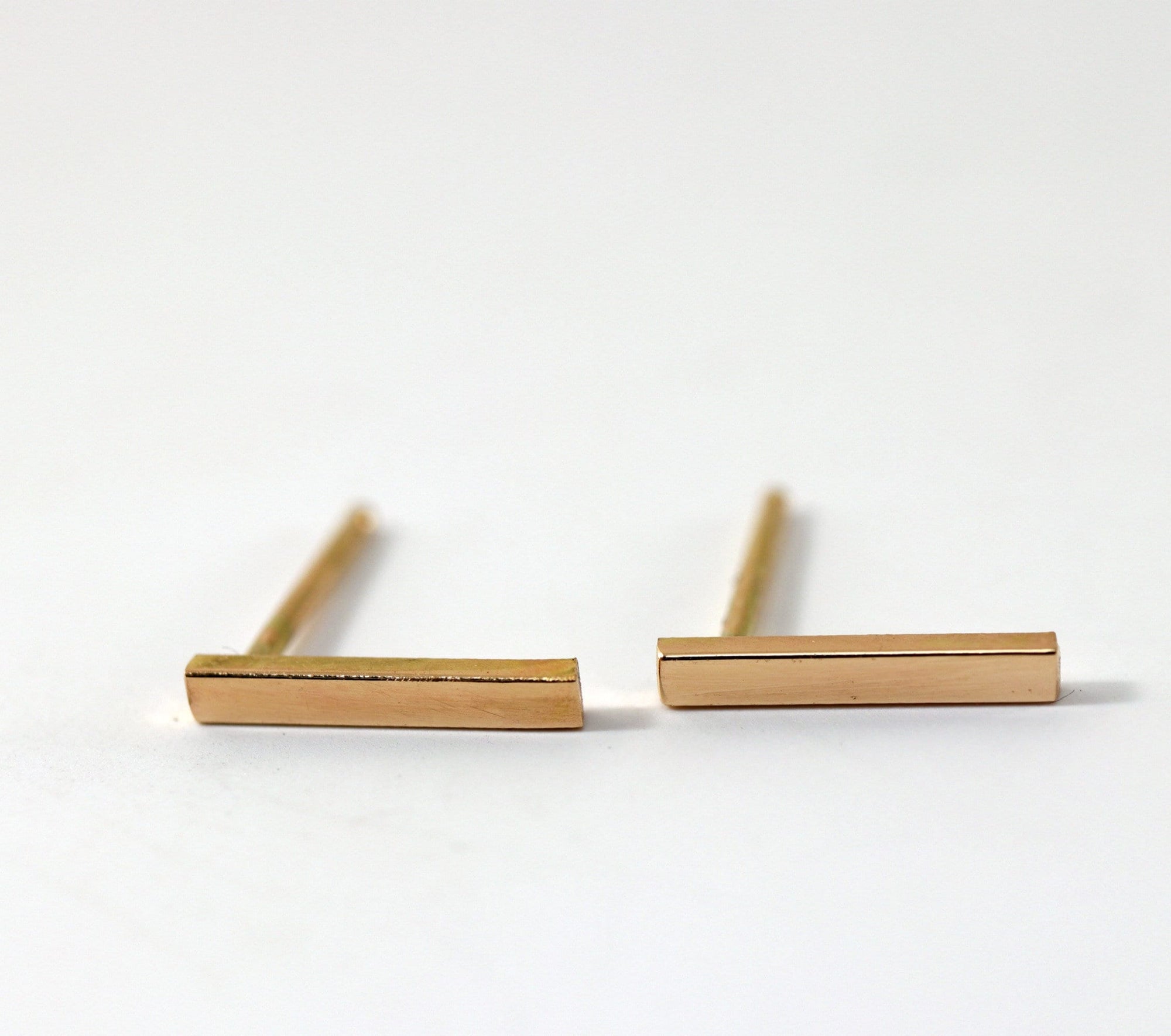 14k Solid Gold Bar Dainty Studs