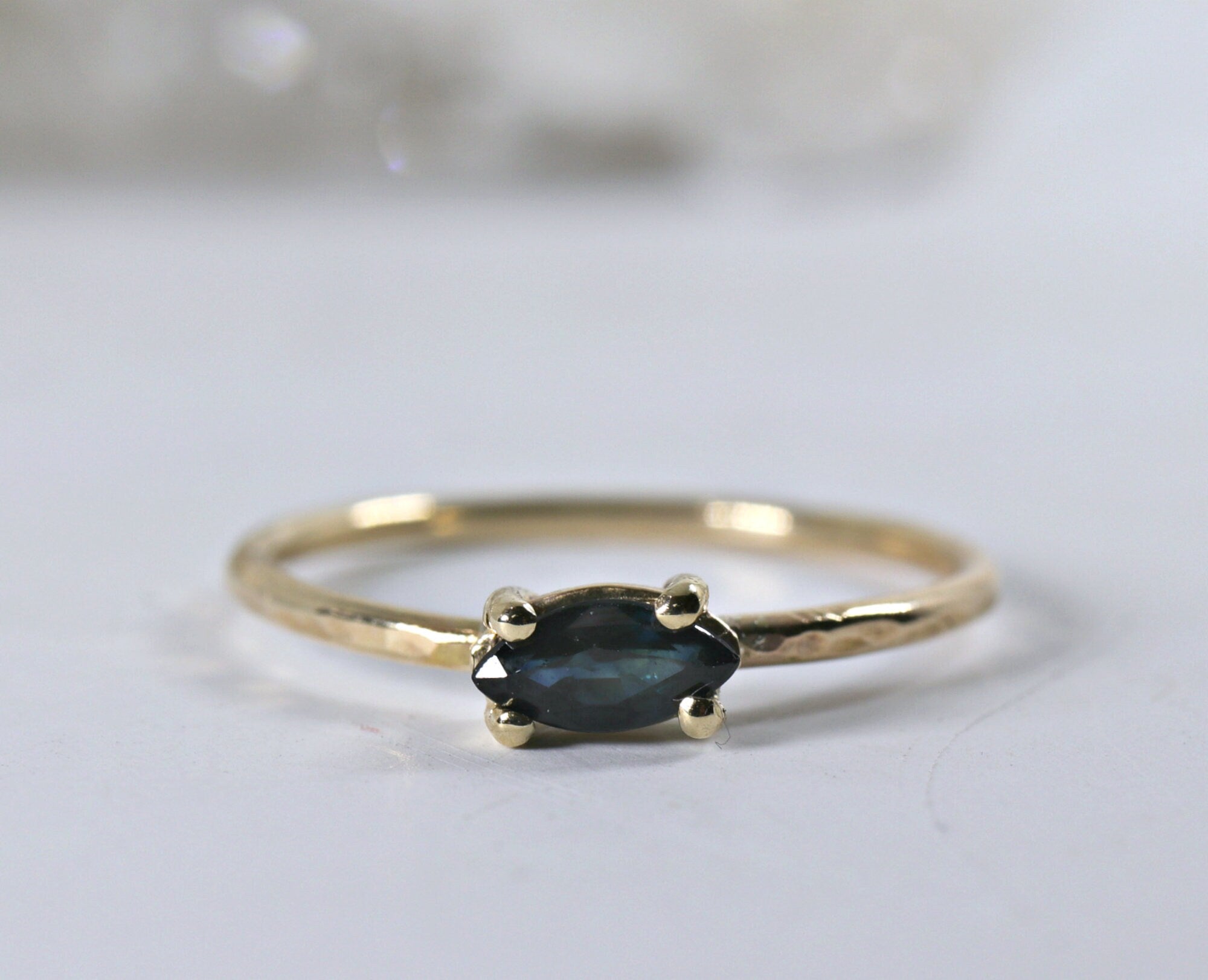 Marquise Cut Sapphire Engagement Ring, September Birthstone Ring