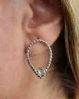 Large Teardrop with Gemstone Stud Earrings