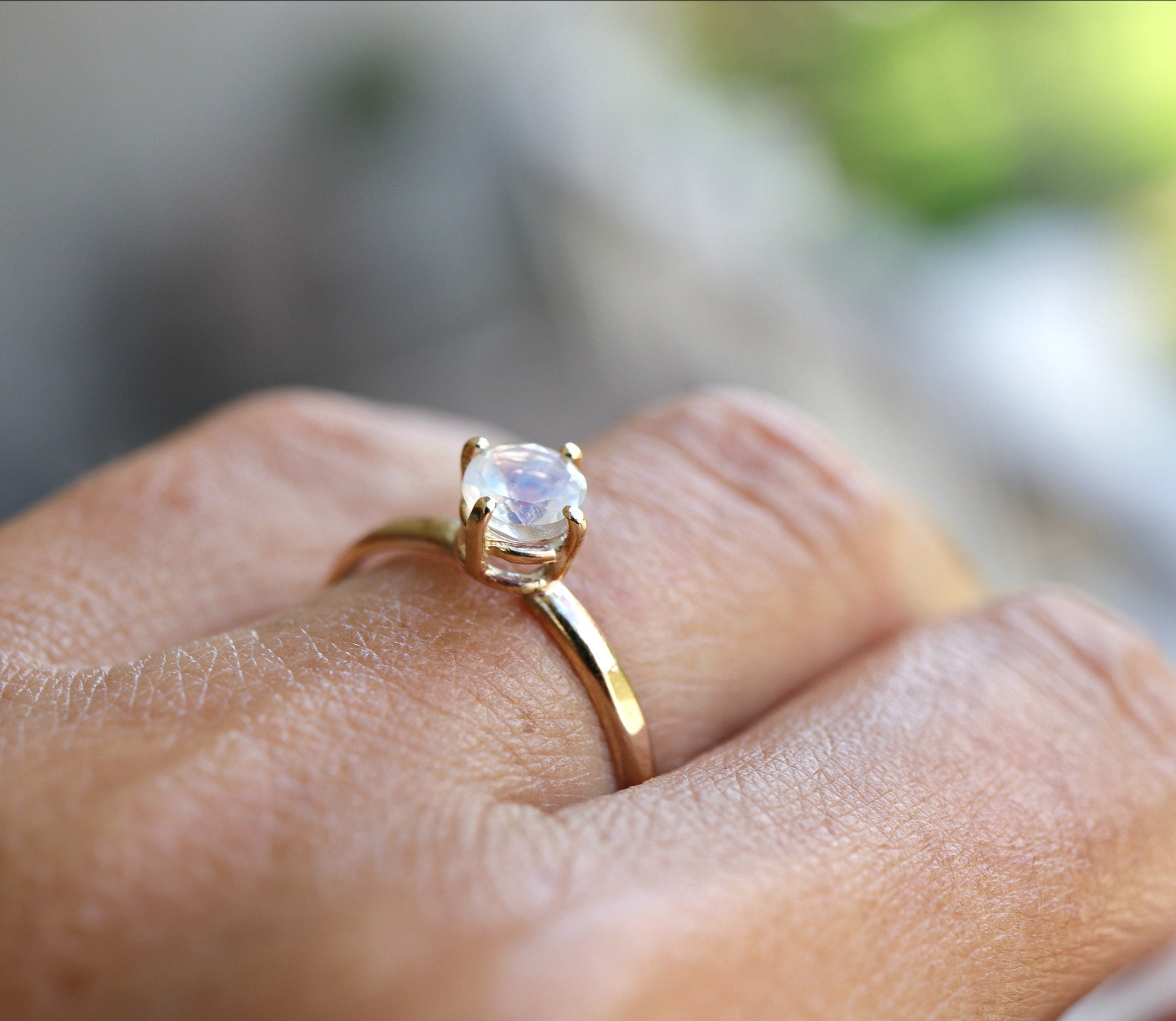 Rainbow Moonstone 14k Gold Ring