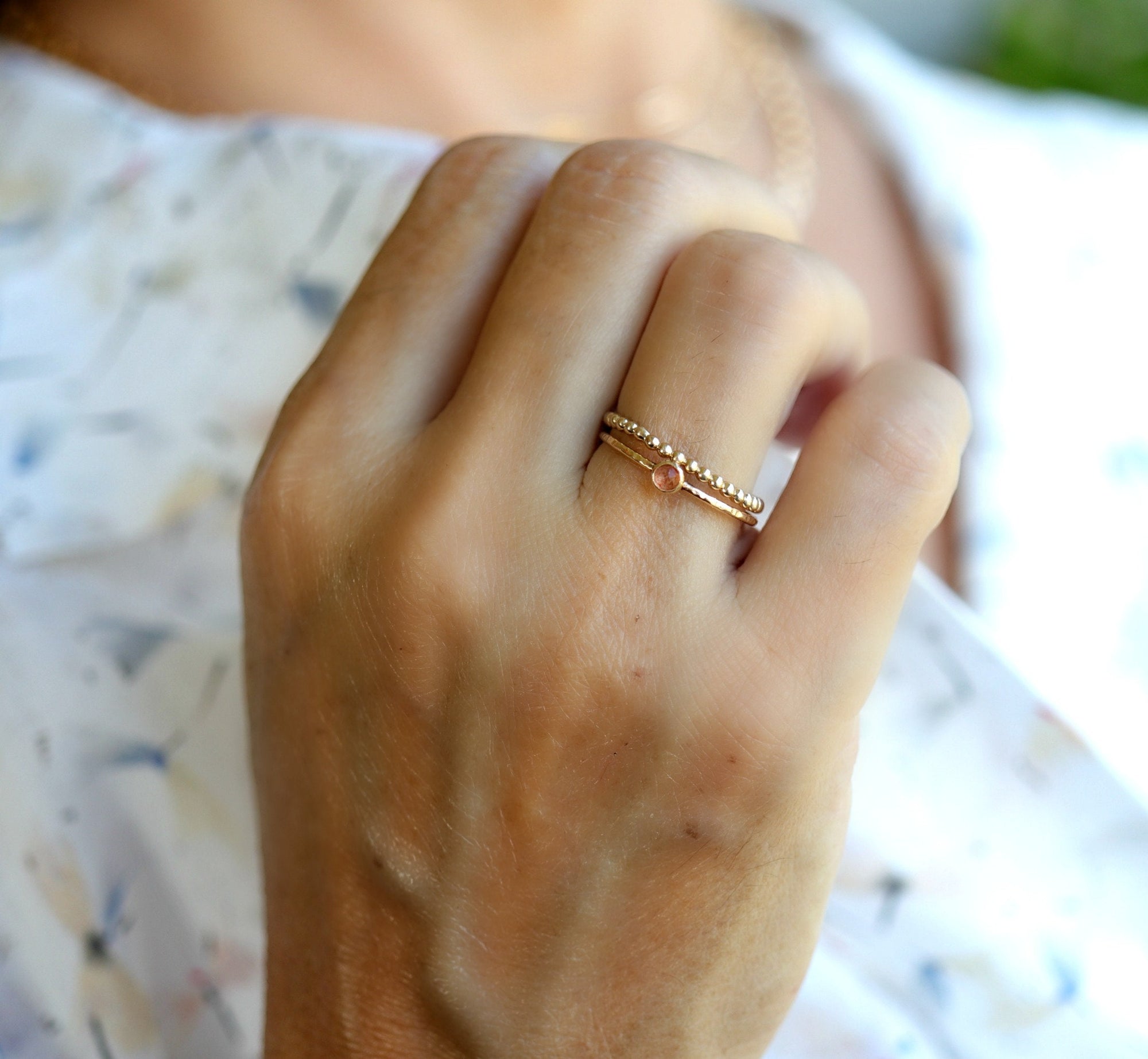 14k Gold Sunstone Ring