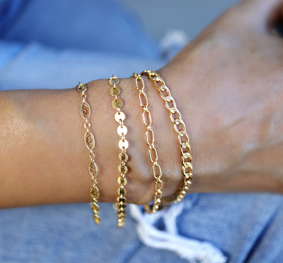 Stack Bracelet, Gold Filled Bracelet, Gold Chain Bracelet, Chunky